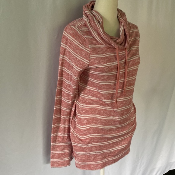 ❤️3/$30 Pink Rose Funnel Neck Oversized Shirt - Picture 3 of 6